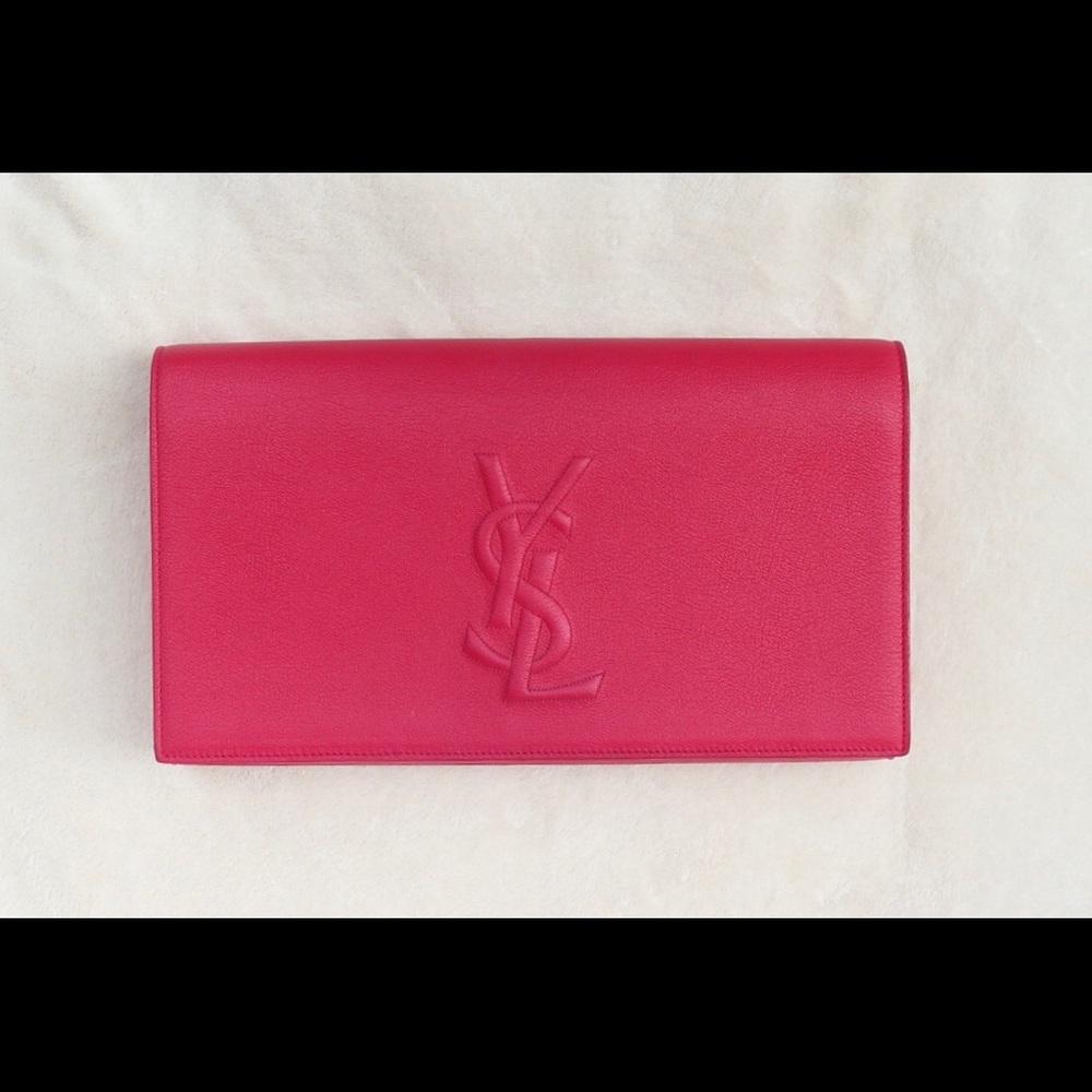 YSL Saint Laurent Belle Du Jour Clutch Hot Pink